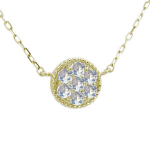 パヴェ ネックレス ロイヤルブルームーンストーン 18金 ミル打ち ネックレス