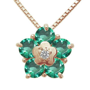 フラワー ネックレス エメラルド 10金 花 ネックレス 57,750円