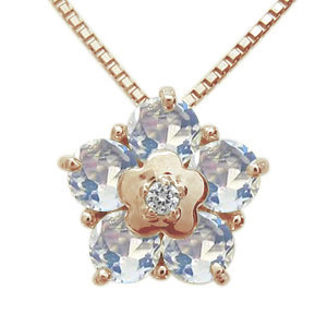 フラワー ネックレス ロイヤルブルームーンストーン 10金 花 ネックレス
