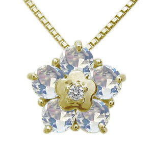 フラワー ネックレス ロイヤルブルームーンストーン 10金 花 ネックレス_4