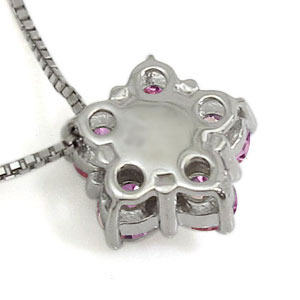 ピンクサファイア ネックレス プラチナ フラワー ネックレス