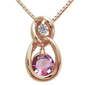 ピンクトルマリンマキネックレスPGベネチアンチェーン