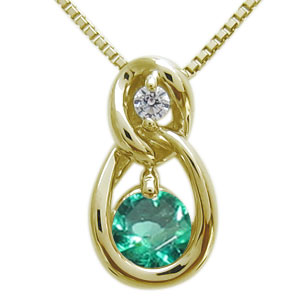 サークル ネックレス エメラルド K10 レディース ネックレス