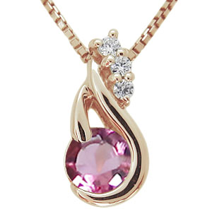 ネックレス ピンクトルマリン 18金 ネックレス エレガント ペンダント