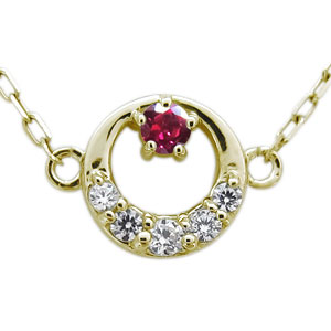 ルビー ネックレス 月 プチネックレス K18 ペンダントの通販は