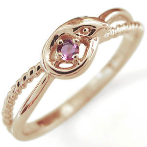 ヘビ ピンクトルマリン リング 指輪 K10 ピンキーリングの通販は