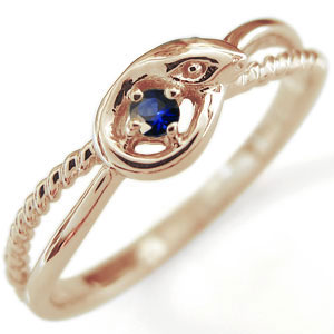ヘビ サファイア リング 指輪 K10 ピンキーリング