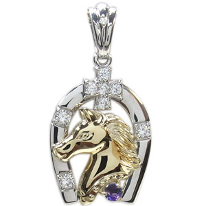 ホースモチーフ・コンビ・メンズ・馬蹄・ペンダント・ペンダントヘッド・馬・人気・プラチナ・K18の通販は