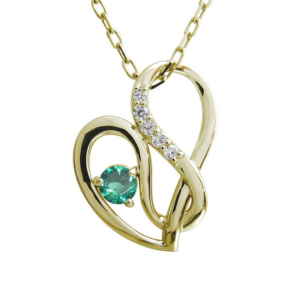 エメラルド・ネックレス・18金・オープンハート・ネックレス・ペンダントの通販は