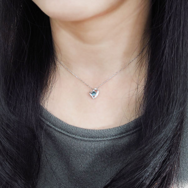 プラチナ オープンハートネックレス ブルートパーズ ペンダント クリスマス ポイント消化