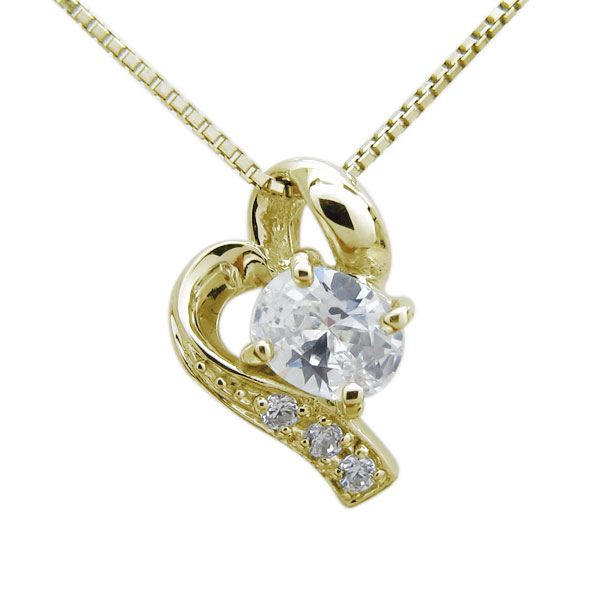 キュービックジルコニア ネックレス ハートモチーフ 10金ネックレス_5