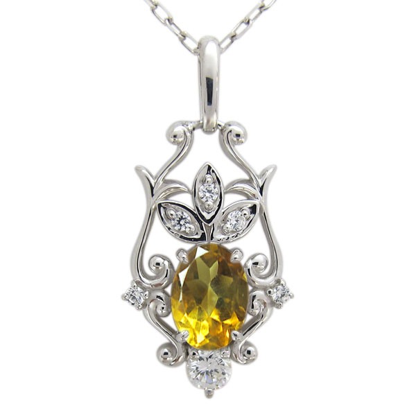 アラベスク ネックレス シトリン 18金 唐草ペンダントの通販は