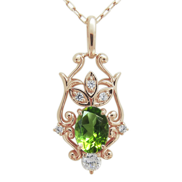 ペリドット ネックレス 唐草 K10 ネックレスの通販は 42,420円