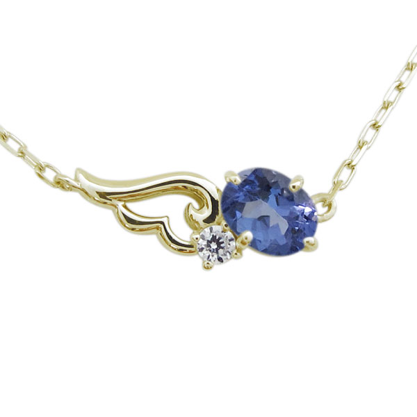 エンジェル ネックレス タンザナイト 18金 フェザーネックレス