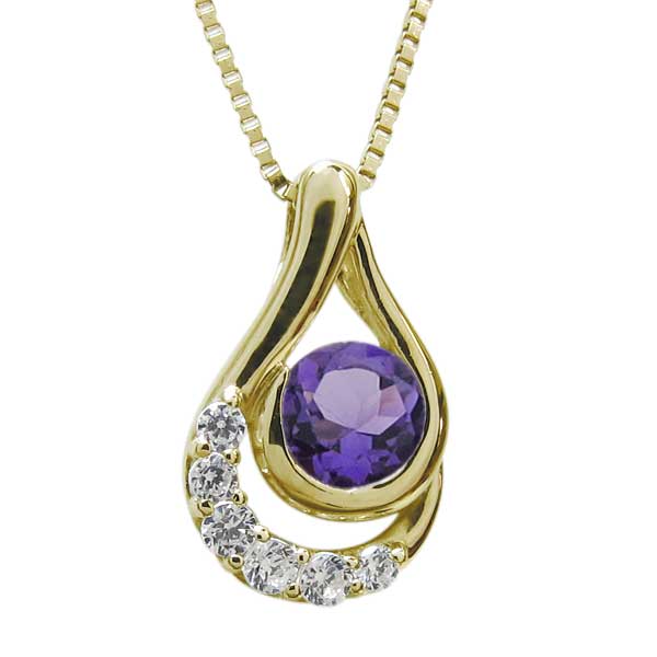 アメジスト アンティーク 雫ネックレス つゆ ペンダント K18の通販は 44,760円