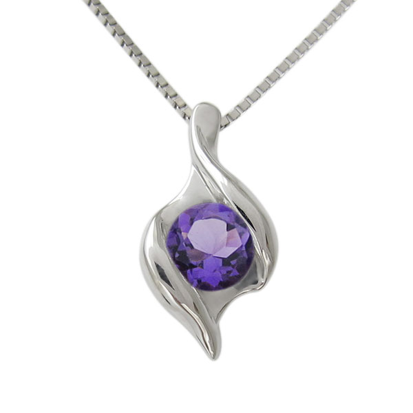 プラチナ アメジスト ネックレス シンプル ペンダントの通販は