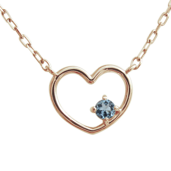 オープンハート・アクアマリンサンタマリア・ネックレス・ハートペンダント・18金・一粒の通販は 34,600円