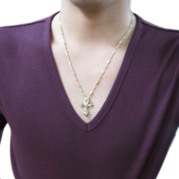 ピンクトルマリン クロスネックレス プラチナ k18 蛇 メンズ コブラ ペンダントの通販は