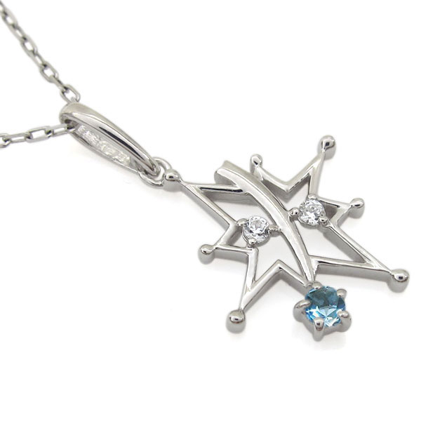 星 宇宙 ネックレス ブルートパーズ 流れ星 ペンダント 10金の通販は