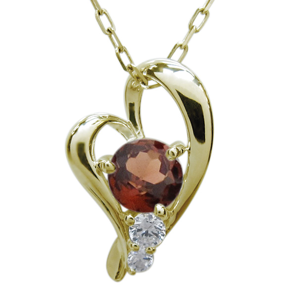 ガーネット ネックレス オープンハート シンプル ペンダントの通販は 33,670円