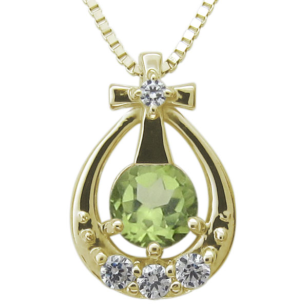ペリドット 十字架 雫 ネックレス クロスペンダント K10の通販は
