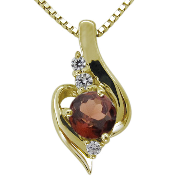 ガーネット シンプルネックレス エレガント ペンダント 一粒 K10の通販は