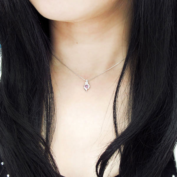 プラチナ ピンクトルマリン ネックレス シンプルペンダント レディースの通販は