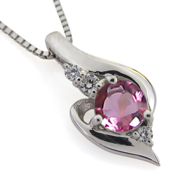 プラチナ ピンクトルマリン ネックレス シンプルペンダント レディースの通販は