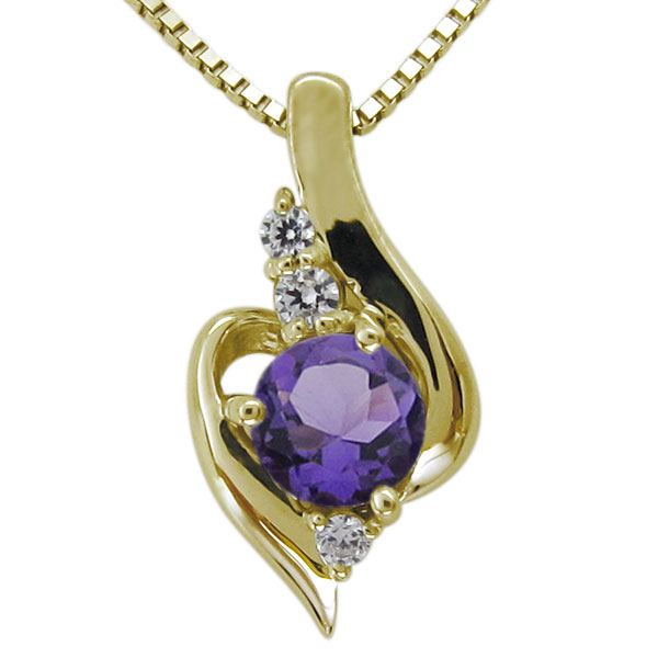 アメジスト シンプルネックレス エレガント ペンダント 一粒 K10の通販は