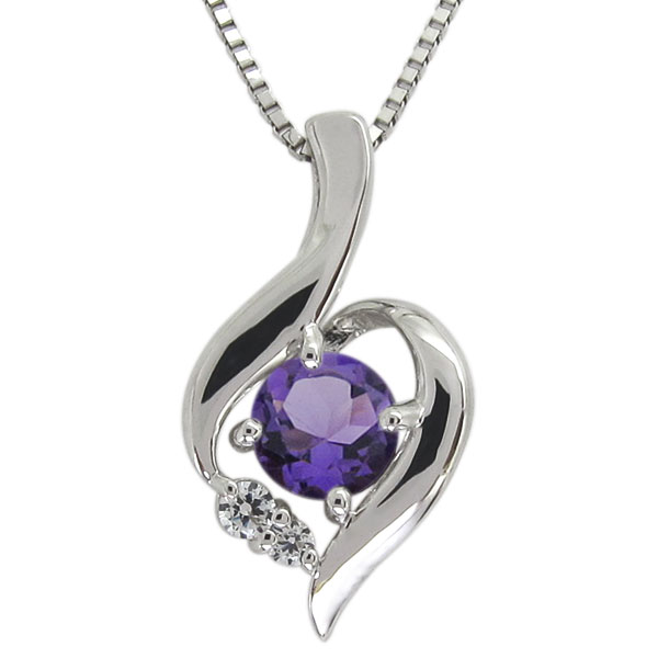 プラチナネックレス アメジスト シンプルペンダント レディースの通販は
