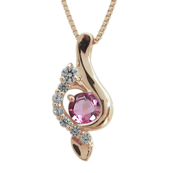 ト音記号 ネックレス 音符モチーフ ピンクトルマリン ペンダント 10金の通販は 50,600円