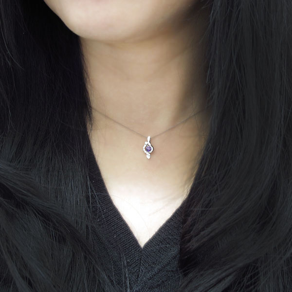 アメジスト ト音記号モチーフ ネックレス 音符 プラチナ クリスマス ポイント消化