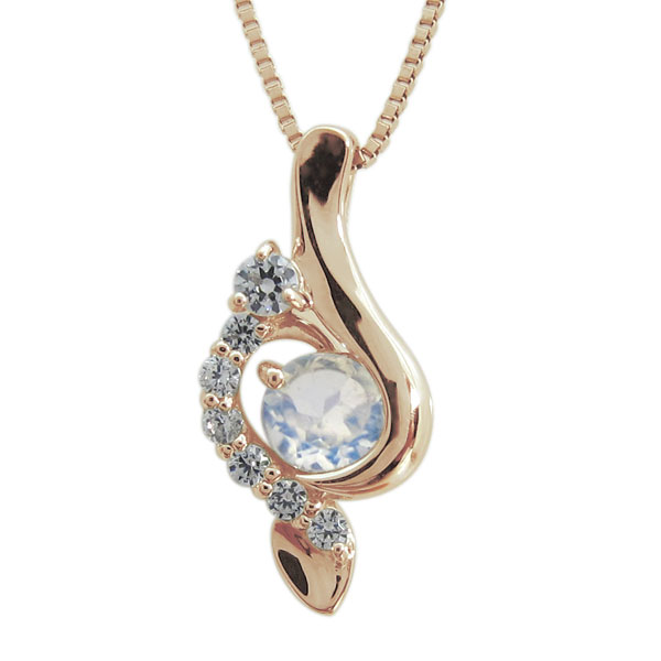 ト音記号 ネックレス 音符モチーフ ロイヤルブルームーンストーン ペンダント 10金