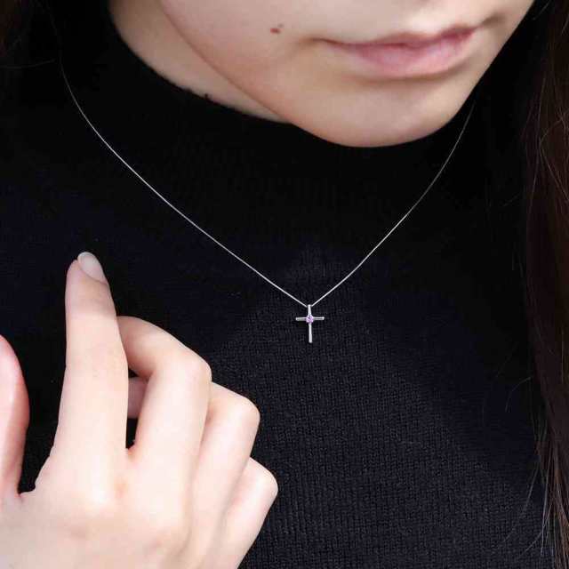 アメジスト ネックレス 18金 クロス ネックレス ペンダント