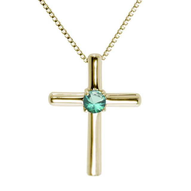 エメラルド ネックレス 18金 クロス ネックレス 18k ペンダント レディース 5月誕生石 十字架 シンプル メンズ