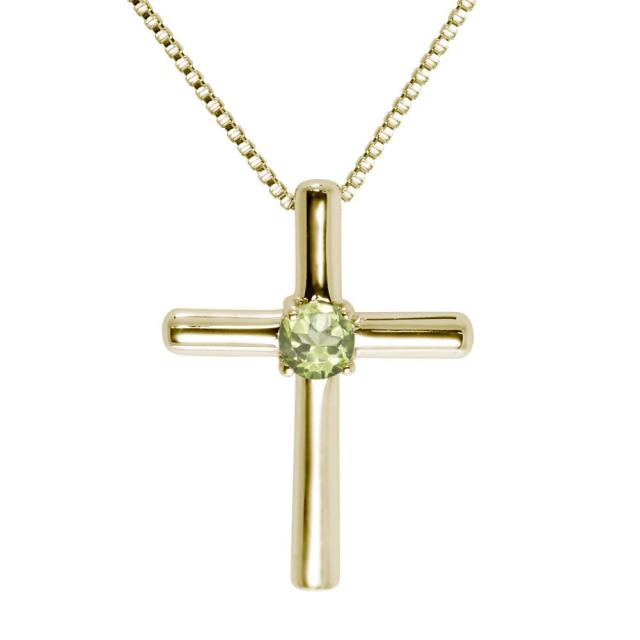 ペリドット ネックレス 18金 クロス ネックレス 18k ペンダント レディース 8月誕生石 十字架 シンプル メンズ