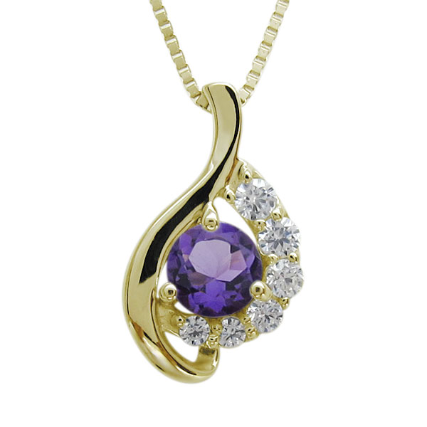 レディース アメジスト ネックレス K10 ペンダント シンプル アメジスト ブルートパーズ ネックレス ペンダント 天然石 チェーン