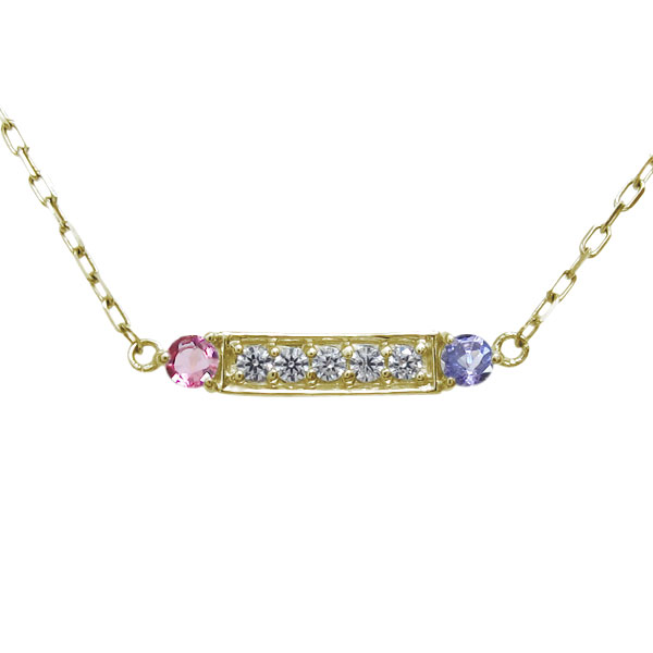 ラインネックレス バーネックレス K18 ピンクトルマリンペンダント