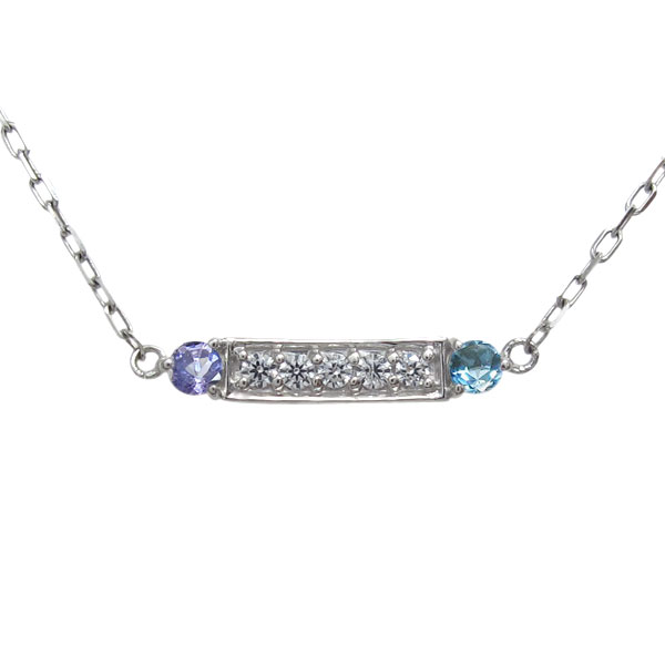 プラチナ ラインネックレス タンザナイトペンダント ラインストーンの通販は 27,170円