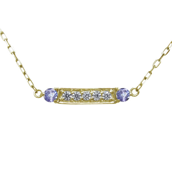 ラインネックレス バーネックレス K18 タンザナイトペンダント