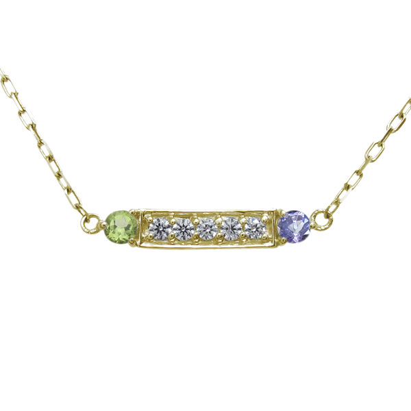 ラインネックレス バーネックレス K18 ペリドットペンダント