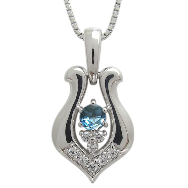 プラチナ メンズ 馬蹄ネックレス ブルートパーズ ペンダントの通販は 52,920円