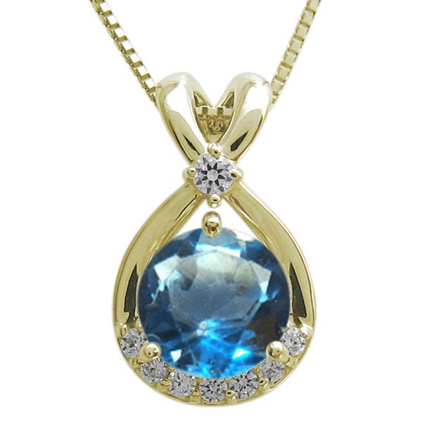 18金 ブルートパーズネックレス 上品 大粒 ペンダントの通販は