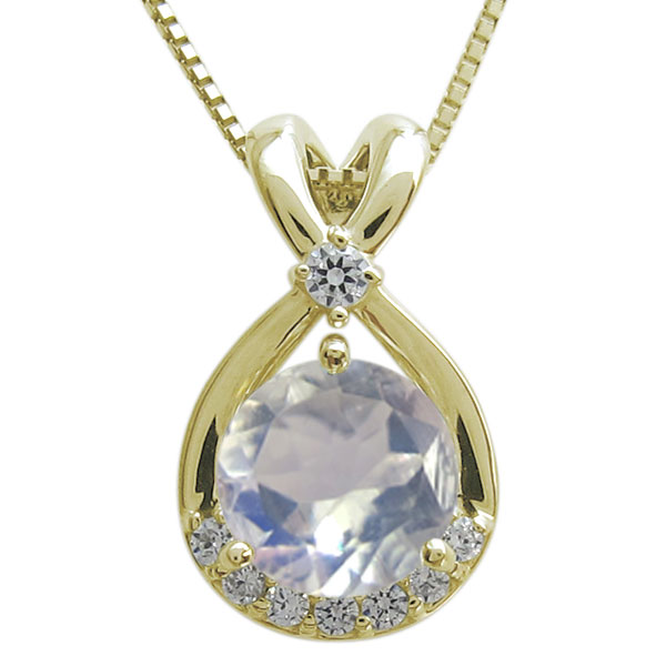 18金 ロイヤルブルームーンストーンネックレス 上品 大粒 ペンダント 