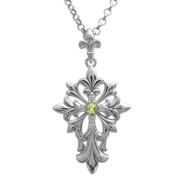 クロスネックレス ペリドット ペンダント メンズ プラチナの通販は