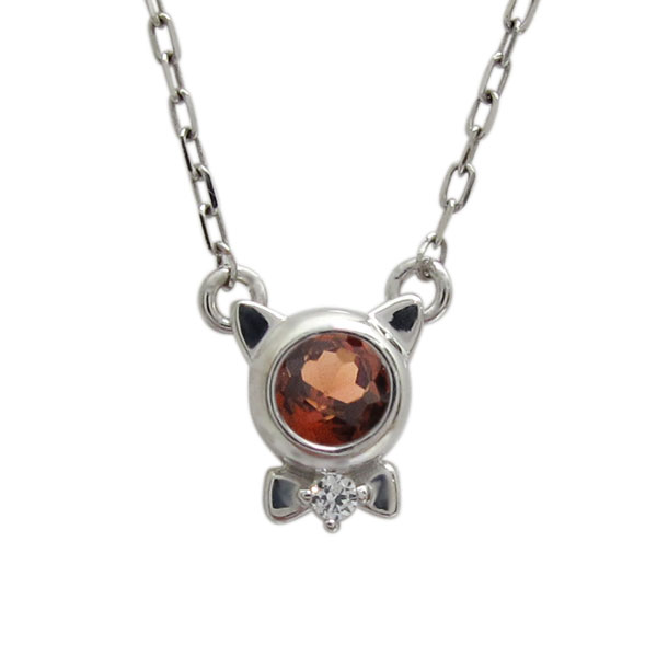 プラチナ レディースネックレス ガーネット 猫 プチペンダントの通販は 36,000円