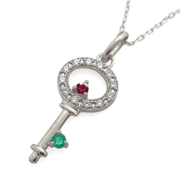 プラチナ ルビーペンダント レディースネックレス 鍵-(中古品 プラチナ ルビーペンダント レディースネックレス 鍵-(中古品