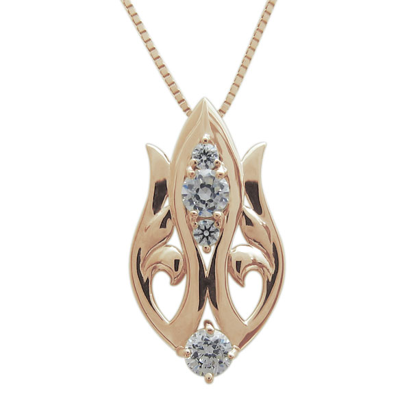 ダイヤモンド ネックレス フェザー ペンダント 10金 翼