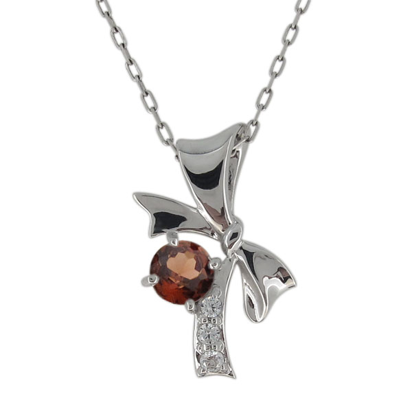 リボンネックレス 誕生石 プラチナ レディースペンダント りぼんの通販は 33,085円