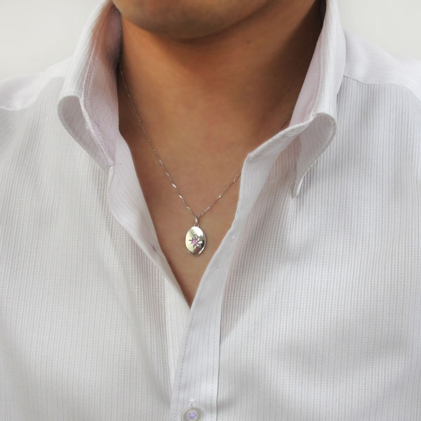 ペア ネックレス 誕生石 メンズ レディース オーバル型 楕円 ペンダント 18金の通販は